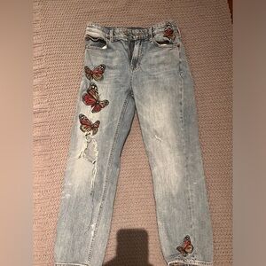 Lucky Brand Jeans Embroidered Butterflies